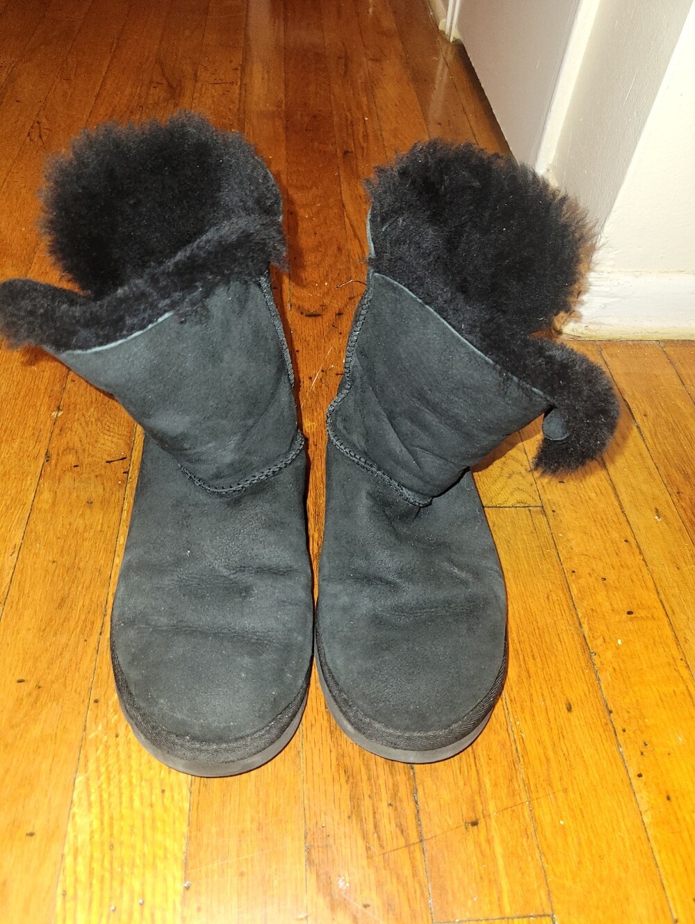 UGG Black Suede Short Shearling Boots